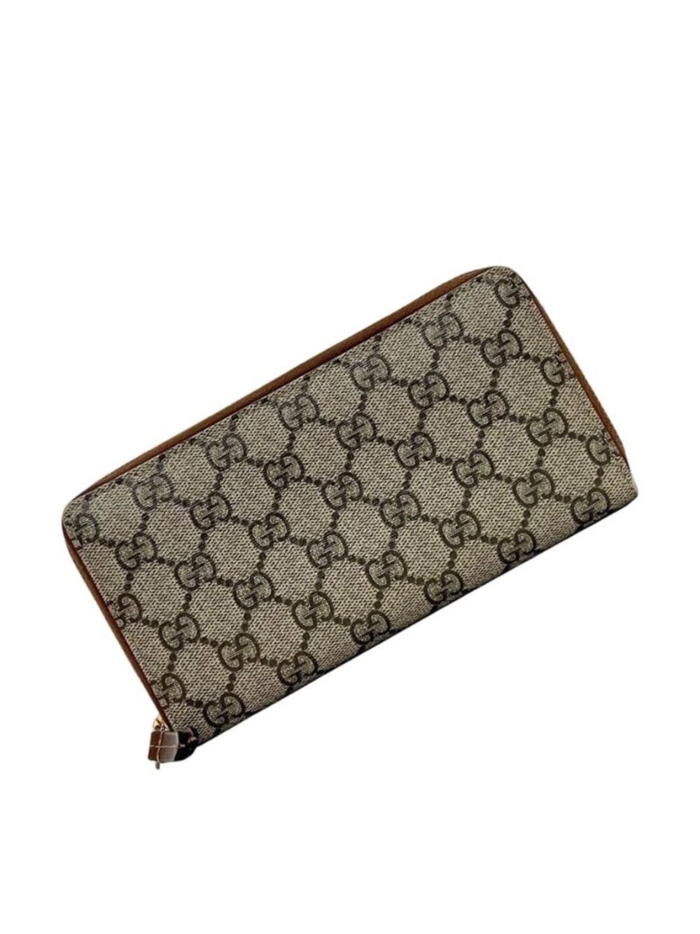 Gucci Zip Around Wallet Beige Brown GG Leather